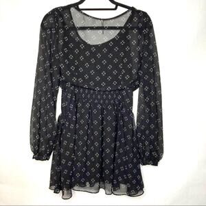 Free People S Baby Dee Black Chiffon Mini Dress Witchy Whimsigoth Boho